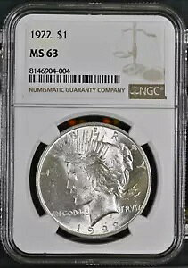 1922 ���a��� 1 �h�� NGC MS63 8146904-004