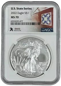 2022 �I�n�C�I US �X�e�[�g �V���[�Y 1oz �A�����J�� �V���o�[ �C�[�O�� $1 NGC MS 70 7k