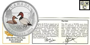 2016 Canvasback Color Prf $10 �V���o�[ �R�C�� *�A�[�e�B�X�g�ɂ��T�C��* .9999Fine (17466)NT