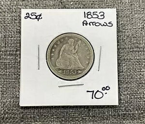 1853�N �V�[�e�b�h ���o�e�B �N�H�[�^�[ 25C RAYS ARROWS �O���[�h�Ȃ� �V���o�[ US �R�C��