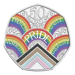 �O���[�g�u���e�� UK 2022 50p 50 �N�v���C�h ���C���{�[ LGBTQ+ �V���o�[�J���[ �R�C��