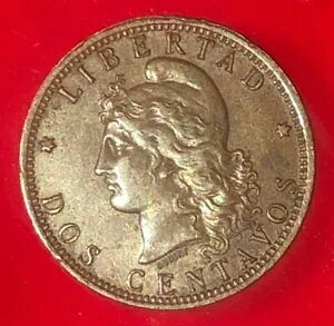 アルゼンチン 2 センタボス 1895 コイン レア 希少 未流通状態 美しい