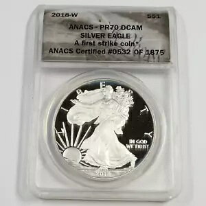 2018 W ANACS PR70 DCAM - 1 �I���X �V���o�[ �A�����J�� �C�[�O�� SAE �č� $1 �R�C�� #50401A