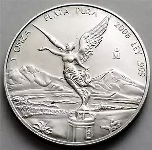 メキシコ リバティ 2006、1 オンス 0.999 上質銀貨、ウナ オンス リベルタード プラタ プラ 0.999