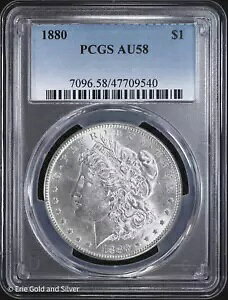 1880-P $1 �����K�� �V���o�[ �_���[ PCGS AU 58