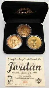 ハイランドミント 1999 引退マイケル ジョーダン 3 ブロンズ コイン マッチド セット #4605/5000