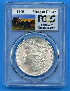 1890 P PCGS ���[�K�� �V���o�[ �_���[ $1 US �~���g �u�����A���g ������ �u���X�g �z���C�g