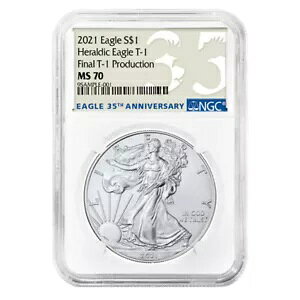2021 $1 �^�C�v 1 �A�����J�� �V���o�[ �C�[�O�� NGC MS70 �ŏI���Y 35 ���N�L�O