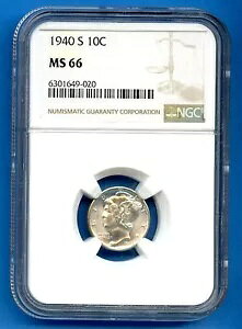 1940 S NGC MS66 �}�[�L�����[ �_�C�� 10c �č������ǋ�� 1940-S MS-66