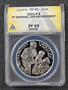 ?? 2021 ���Ɩ@���s $1 �V���o�[ �L�O�R�C�� ANACS PF69 DCAM