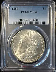 1889-P PCGS MS62 ���[�K�� �V���o�[ �_���[ �z���C�g ���C�g �S�[���f�� �g�[�j���O #811