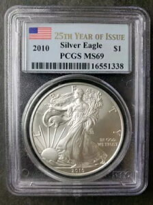 2010 $1 25 �N�A�����J�� �V���o�[ �C�[�O�� �h�� MS69 PCGS �������� #16