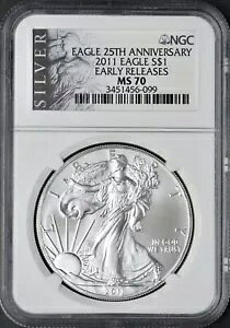 2011 �A�����J�� �V���o�[ �C�[�O�� - NGC MS70 ���������[�X 25th ANNV - ?COINGIANTS?