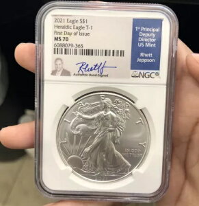 2021 US �V���o�[ �C�[�O�� NGC MS 70 �^�C�v 1 ���s�������b�g �W�F�v�\��