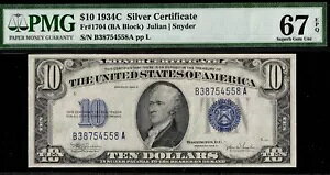 1934C $10 Vo[ B38754558A P.M.G #67EPQ