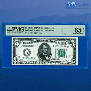 Fr.1950-L 1928 $5 FRN TtVXRV[APMG GEM 65 EPQ #04026