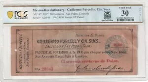メキシコ 1917 50 センタボス サン ペドロ コアウィラ M1167 PCGS 紙幣 VF 30 詳細