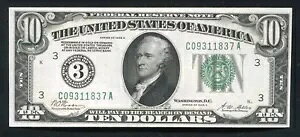 FRB 2001-C 1928-A $10 FRN uNUMERICAL GOLD ON DEMANDv yVojABtBftBA UNC