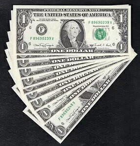 (10) A 1988-A $1 FRN ́uWEB PRESS F-V BLOCK 10/6vW[WABAg^ GEM UNC