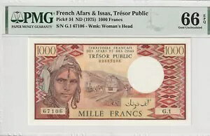 �t�����X �A�t�@���X & �C�b�T�X 1975 1000 �t���� PMG �F�莆�� UNC 66 EPQ �s�b�N 34