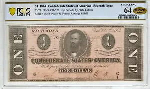 T-71 PF-9 1864 $1 R - PCGS-B Choice Unc 64 - CHOICE!