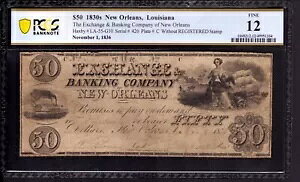 1836�N $50 Exchange Banking Co. �j���[�I�[�����Y ���C�W�A�i �p�~���ꂽ���� PCGS B F 12