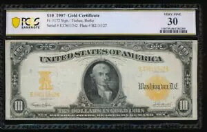 AC Fr 1172 1907 $10 S[hؖ PCGS 30