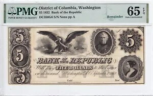 1852 �N�o���N�E�I�u�E�U�E���p�u���b�N 5 �h�����������V���g�� DC PMG CU 65 EPQ �c��