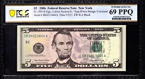 2006 $5 �A�M�������� �j���[���[�N FR.1993-B �g�b�v �|�b�v PCGS B �f���炵����� 69 PPQ