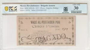 LVRv / uK_ AYA P#S828 M2054b 1915 5 y\ PCGS VF 30