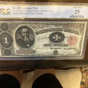FR-352 1891 �V���[�Y $1 �č������Ȏ��� PCGS 25 VF �e�B���}���A���[�K��
