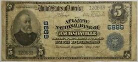フロリダ州ジャクソンビル -$5 1902 Plain Back Fr.598 The Atlantic NB Ch.6888 LM-13