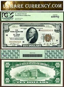 1929 N $10 AMs PCGS  GEM 65PPQ FR-1860-H ZgCX Mi