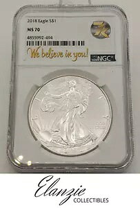 2018 �A�����J�� �V���o�[ �C�[�O�� $1 NGC MS70 We BELIEVE in YOU 7K ���^��