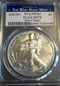 PCGS 2020 W �A�����J�� �V���o�[ �C�[�O�� �h�� �E�G�X�g �|�C���g ���x�� MS-70
