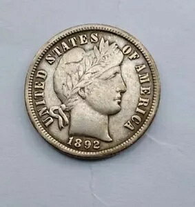1892 O Barber Dime AU Ten Cent �č��R�C�� - 1 �N�ڂ̗����t