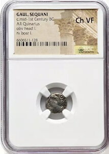 MV̌Ñ GAUL SEQUANI IO 1 I AR Quinarius NGC Ch VF