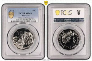 �I�[�X�g�����A 2016 �}�����ً} 50c �R�C�� PCGS MS69 #6583