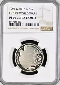 1995 ?2 �V���o�[ �_�� ��񎟐��E���I�� NGC PF69 �v���[�t �C�M���X �R�C��