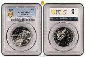 �I�[�X�g�����A 2016 �}�����ً} 50c �R�C�� PCGS MS69 EqTop �|�b�v #7432