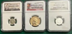 PF70 �E���g�� �J���I NGC 3 �R�C��: 2004 �T�J�K�E�B�A �h���A2000 & 2011 �V���o�[ �_�C��