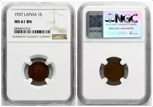 1937 ���g�r�A 1 �T���e�B���X �R�C�� NGC MS 61 BN