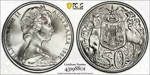 �I�[�X�g�����A 1966 ���E���h �V���o�[ 50c �R�C�� PCGS MS65 #8801