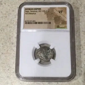 ローマ時代 193-211 AD セプティミウス セウェルス AR デナリウス シルバー NGC VF 非常に細かい