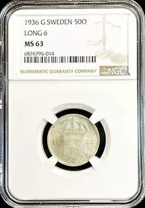 1936 G �V���o�[ �X�E�F�[�f�� 50 �z�� �O�X�^�t V �R�C�� NGC �~���g�X�e�[�g 63 �����O 6 �i��