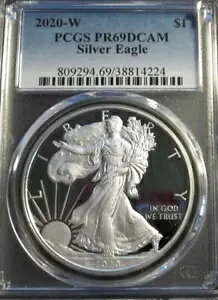 PCGS 2020 W �A�����J�� �V���o�[ �C�[�O�� �h�� PR69-DCAM �N���V�b�N �u���[ ���x��