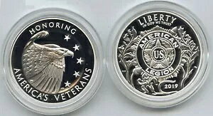 2019 American Legion Silver Dollar + ���_�� �Z�b�g �č������� 19CQ �L�O - H185