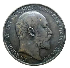 1902 イギリス - エドワード 7 世 - 1 ペニー青銅貨 - KM# 794.1