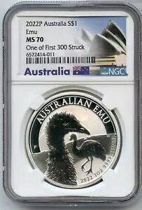 2022 �I�[�X�g�����A Emu 9999 �V���o�[ 1 �I���X NGC MS70 �R�C�� $1 �ŏ��� 300 �X�g���C�N - JN992