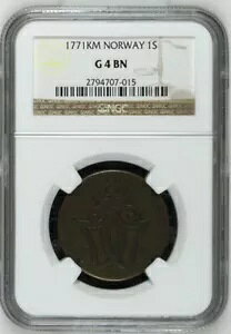�m���E�F�[ ���A 1 SKILLING DANSKE 1771 NGC G4 BN ����